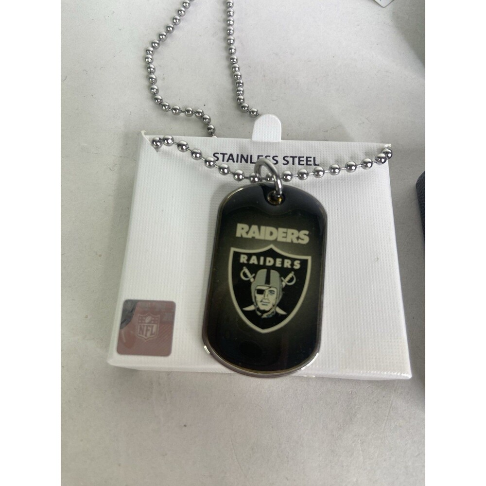 Las Vegas Raiders Dog Tag Necklace Stainless Steel NFL Licensed with Gift Box